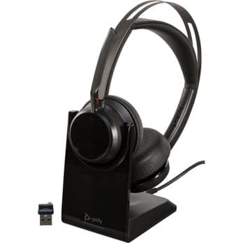 Foto: Poly Voyager Focus 2 UC USB-A mit Ladestation on-ear